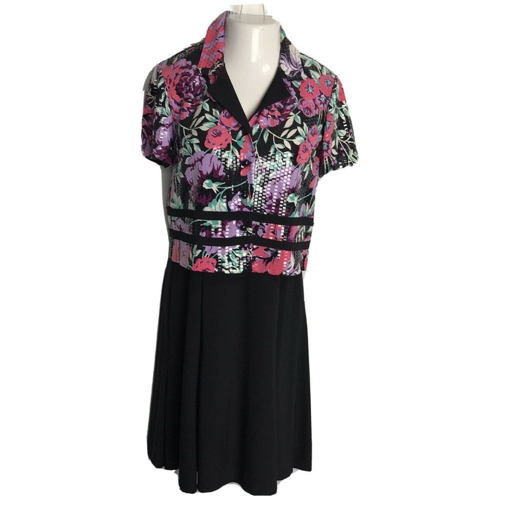 K Petite Collection Black Secretary Dress with Blazer ~ Sz 10P ~ Knee Length